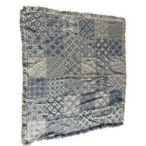 American‎ weavers 100% Softweave Fringed Throw Blanket L 61× 52W blue white